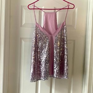 Silver sequin tank top